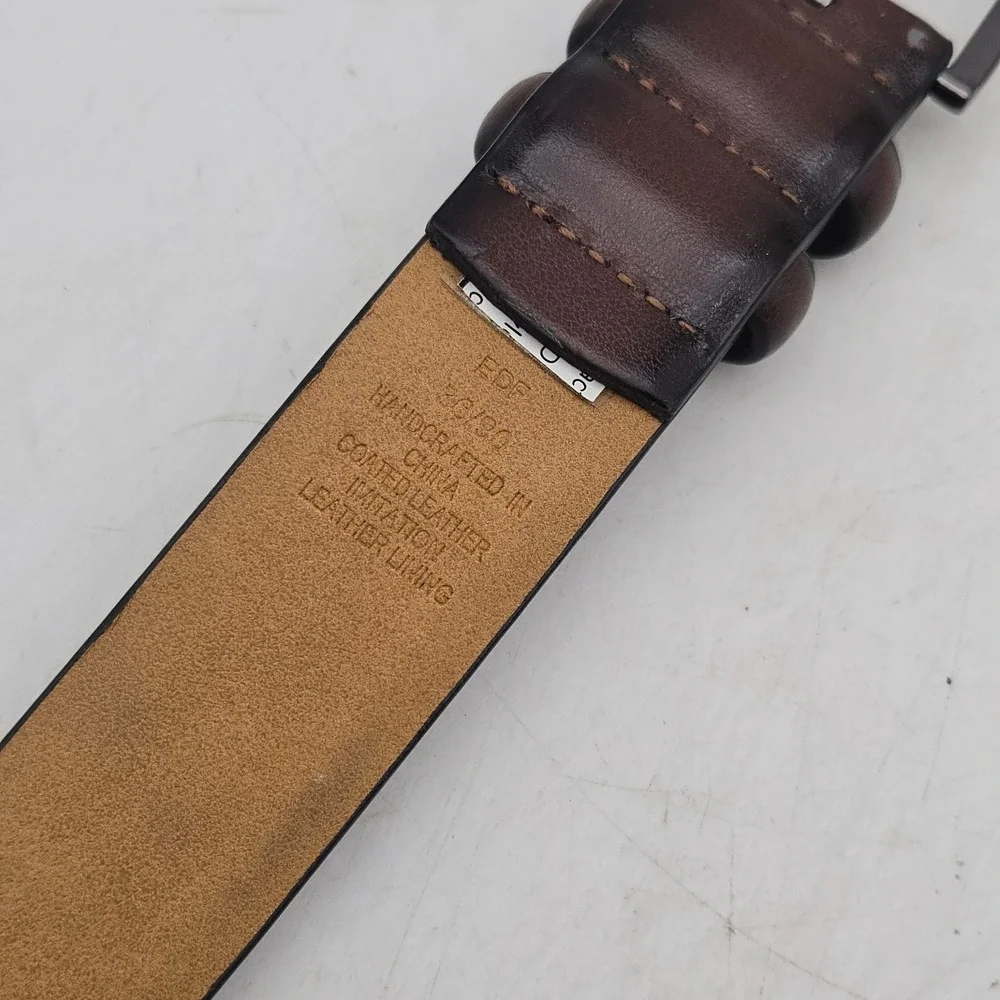 Apt. 9 Belt Brown Leather Mens 34-36 Gunmetal Buckle New